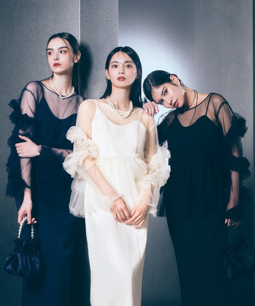 darial（ダリアル）の「【darial】frill tule tops フリルチュール 単品 トップス お呼ばれ 結婚式 二次会 成人式 同窓会 セレモニードレス パーティドレス オケージョンドレス（ドレス・レディース・ネイビー/アイボリー/ブラック/グリーン/ベージュ/ピンク・フリー）」の19枚目の写真