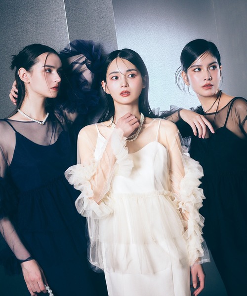 darial（ダリアル）の「【darial】frill tule tops フリルチュール 単品 トップス お呼ばれ 結婚式 二次会 成人式 同窓会 セレモニードレス パーティドレス オケージョンドレス（ドレス・レディース・ネイビー/アイボリー/ブラック/グリーン/ベージュ/ピンク・フリー）」の22枚目の写真