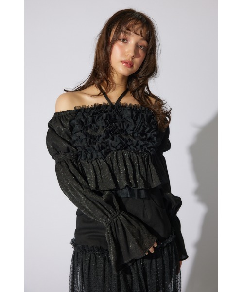 rienda（リエンダ）の「【岡崎紗絵さん着用アイテム】フリルオフショルブラウス　シアートップス 春服（シャツ/ブラウス・レディース・ホワイト/イエロー/ブラック・FREE）」の12枚目の写真