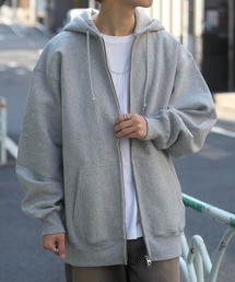 【MAGASIN DE MODE CONTACT】12.0オンス ヘヴィーウェイト スウェット フルジップ パーカー 長袖無地フーデ
