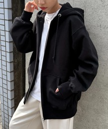 【MAGASIN DE MODE CONTACT】12.0オンス ヘヴィーウェイト スウェット フルジップ パーカー 長袖無地フーデ