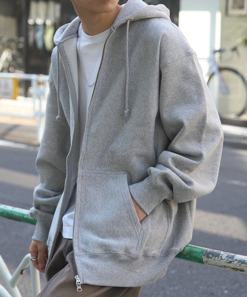 CONTACT（コンタクト）の「【MAGASIN DE MODE CONTACT】12.0オンス ヘヴィーウェイト スウェット フルジップ パーカー 長袖無地フーデ（パーカー・メンズ・アッシュ/グレー/ブラック・L/XL/XXL/M）」の9枚目の写真