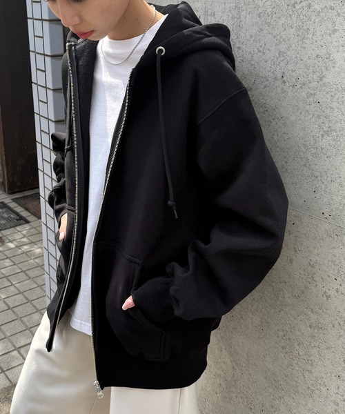 CONTACT（コンタクト）の「【MAGASIN DE MODE CONTACT】12.0オンス ヘヴィーウェイト スウェット フルジップ パーカー 長袖無地フーデ（パーカー・メンズ・アッシュ/グレー/ブラック・L/XL/XXL/M）」の6枚目の写真