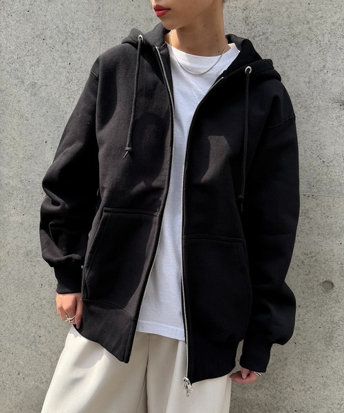 CONTACT（コンタクト）の「【MAGASIN DE MODE CONTACT】12.0オンス ヘヴィーウェイト スウェット フルジップ パーカー 長袖無地フーデ（パーカー・メンズ・アッシュ/グレー/ブラック・L/XL/XXL/M）」の4枚目の写真