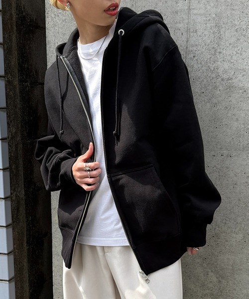 CONTACT（コンタクト）の「【MAGASIN DE MODE CONTACT】12.0オンス ヘヴィーウェイト スウェット フルジップ パーカー 長袖無地フーデ（パーカー・メンズ・アッシュ/グレー/ブラック・L/XL/XXL/M）」の5枚目の写真