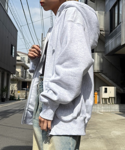 CONTACT（コンタクト）の「【MAGASIN DE MODE CONTACT】12.0オンス ヘヴィーウェイト スウェット フルジップ パーカー 長袖無地フーデ（パーカー・メンズ・アッシュ/グレー/ブラック・L/XL/XXL/M）」の20枚目の写真