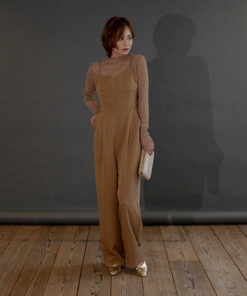 My shawty（ﾏｲｼｬｳﾃｨｰ）の「2way lame set up（パンツドレス・レディース・ブルーグレー/ブラック/キャメル・MEDIUM/SMALL）」の11枚目の写真
