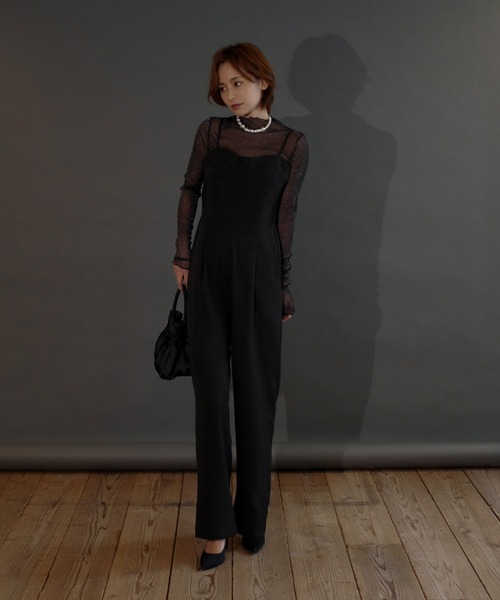 My shawty（ﾏｲｼｬｳﾃｨｰ）の「2way lame set up（パンツドレス・レディース・ブルーグレー/ブラック/キャメル・MEDIUM/SMALL）」の4枚目の写真