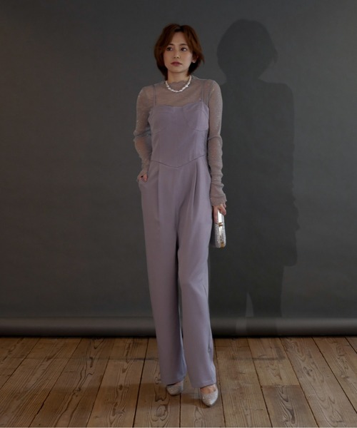 My shawty（ﾏｲｼｬｳﾃｨｰ）の「2way lame set up（パンツドレス・レディース・ブルーグレー/ブラック/キャメル・MEDIUM/SMALL）」の10枚目の写真