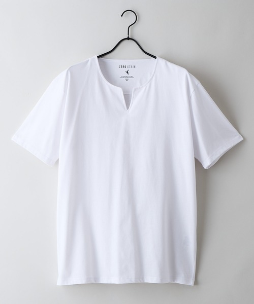 LB/S (エルビーエス)の「【汗染みの目立ちにくいTシャツ ZEROSTAIN/ゼロステイン】キーネックTシャツ 防汚 UVカット 綿タッチ・厚手(Tシャツ/カットソー・メンズ・ホワイト/ネイビー/ブラック/オフホワイト・MEDIUM/X-LARGE/LARGE)」の16枚目の写真