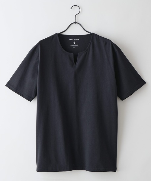 LB/S (エルビーエス)の「【汗染みの目立ちにくいTシャツ ZEROSTAIN/ゼロステイン】キーネックTシャツ 防汚 UVカット 綿タッチ・厚手(Tシャツ/カットソー・メンズ・ホワイト/ネイビー/ブラック/オフホワイト・MEDIUM/X-LARGE/LARGE)」の7枚目の写真