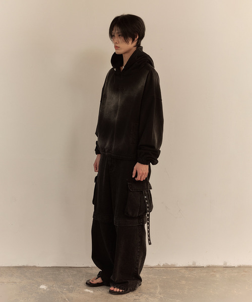 LIBERE(リベーレ)の「LIBERE リベーレ / LOGO STRING HOODIE クロップドレングスビッグシルエットパーカー / 251247(パーカー・メンズ・ブラック・LARGE/MEDIUM/SMALL)」の15枚目の写真