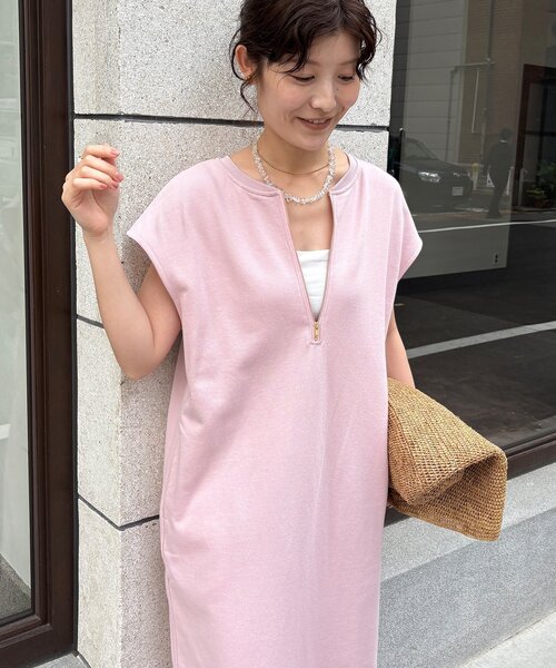 DouDou(ドゥドゥ)の「【SAKURA×okochi企画】前後2WAYジップワンピース(ワンピース・レディース・グレー/オフホワイト/パープル/ネイビー/ブラウン/ブラック/キャメル/ピンク・FREE/PS/SHORT)」の8枚目の写真