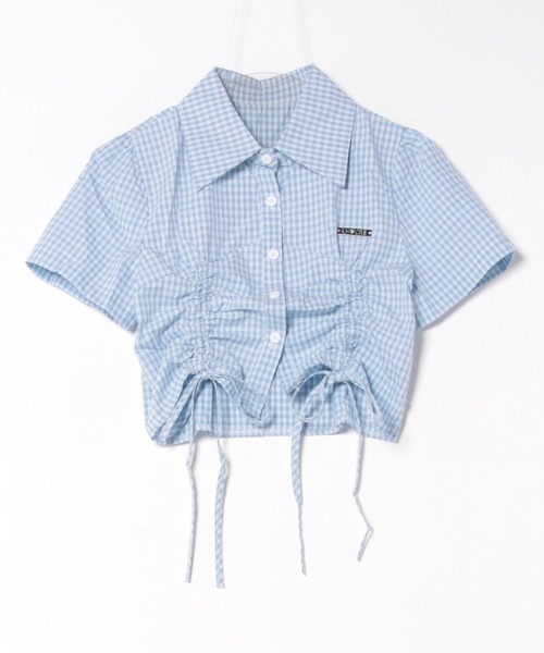 Sibra(シブラ)の「ドロストクロップドシャツ(シャツ/ブラウス・レディース・ホワイト×ブラック/ブルー/ホワイト/ネイビー・M)」の15枚目の写真