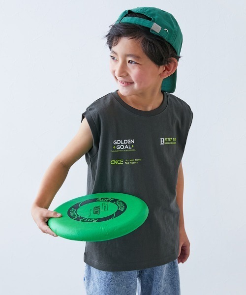 devirock（デビロック）の「綿100％ デビラボ BIGシルエット プリントタンクトップ（タンクトップ・キッズ・グリーン系1/ブラック系2/ブラック系4/ブラック系5/グレー系2/イエロー系1/ブルー系1/ブラック系1/グレー系1/ブラック系3・100cm/110cm/120cm/130cm/140cm/150cm/160cm）」の3枚目の写真