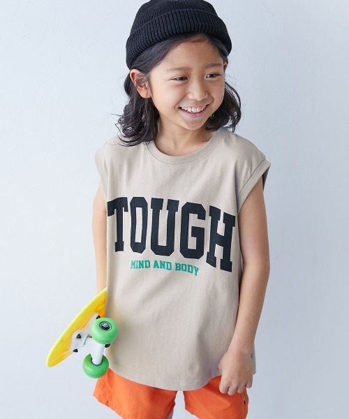 devirock（デビロック）の「綿100％ デビラボ BIGシルエット プリントタンクトップ（タンクトップ・キッズ・グリーン系1/ブラック系2/ブラック系4/ブラック系5/グレー系2/イエロー系1/ブルー系1/ブラック系1/グレー系1/ブラック系3・100cm/110cm/120cm/130cm/140cm/150cm/160cm）」の6枚目の写真