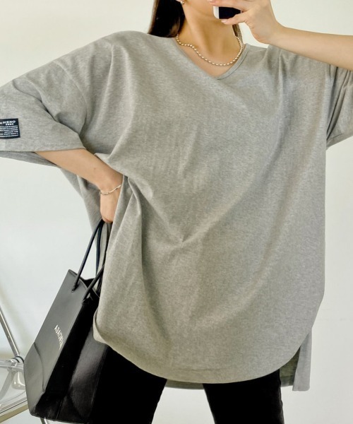 VIVID LADY(ビビッドレディー)の「ビックシルエット半袖Tシャツ 綿100%(Tシャツ/カットソー・レディース・ホワイト/グレー/ブラック・FREE)」の9枚目の写真