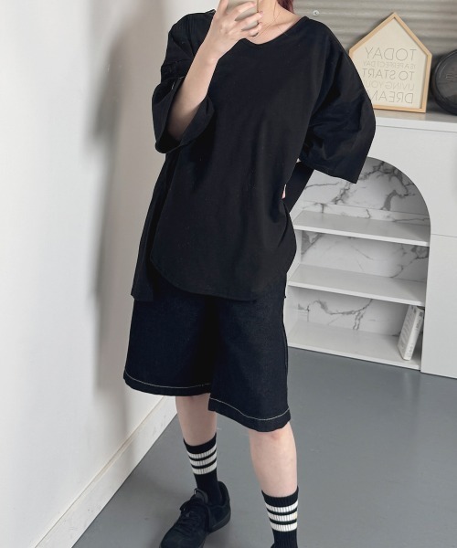 VIVID LADY(ビビッドレディー)の「ビックシルエット半袖Tシャツ 綿100%(Tシャツ/カットソー・レディース・ホワイト/グレー/ブラック・FREE)」の21枚目の写真
