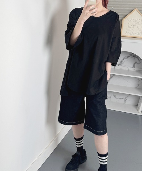 VIVID LADY(ビビッドレディー)の「ビックシルエット半袖Tシャツ 綿100%(Tシャツ/カットソー・レディース・ホワイト/グレー/ブラック・FREE)」の22枚目の写真