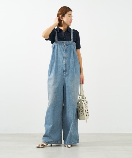 Johnbull(ジョンブル)の「【Johnbull】デニムタックベアサロペット(サロペット/オーバーオール・レディース・サックスブルー・S)」の1枚目の写真