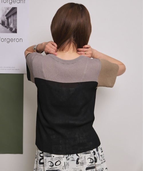 ドライタッチブロックカラー配色リブサマーニット Palm Riche│Eimee