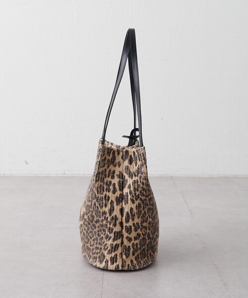 完売！　ウィムガゼット　ヒョウ柄　NOVIA 別注Straw LEO TOTE Whim Gazette(ウィム ガゼット)の【NOVIA】別注Straw LEO TOTE