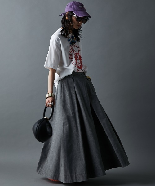 GEVS.（ジェイヴィス）の「タックマキシスカート＜大きいサイズ有＞GEVS.（スカート・レディース・グレイッシュベージュ/グレー・M/L/LL/3L/4L/5L）」の9枚目の写真