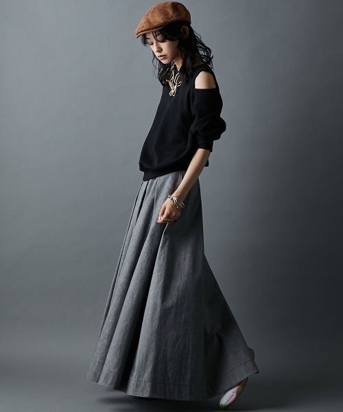 GEVS.（ジェイヴィス）の「タックマキシスカート＜大きいサイズ有＞GEVS.（スカート・レディース・グレイッシュベージュ/グレー・M/L/LL/3L/4L/5L）」の10枚目の写真