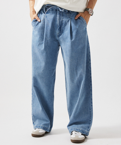 JOURNAL STANDARD relume（ジャーナルスタンダード　レリューム）の「12オンス ベルテッド デニムスラックス（デニムパンツ・メンズ・ブルー系その他/ブラックミックス/アイボリー・MEDIUM/LARGE/SMALL）」の6枚目の写真