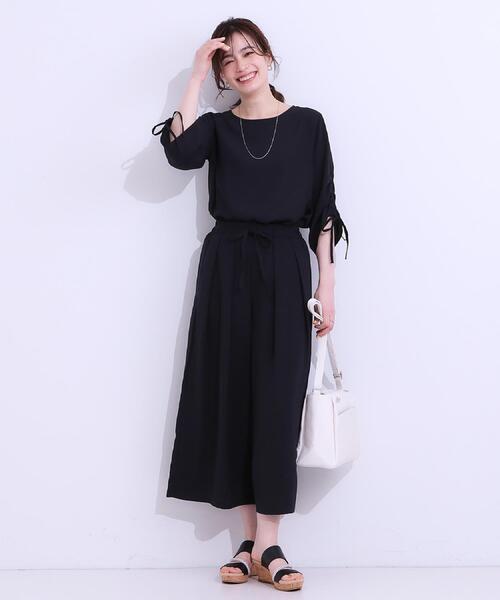 DRESKIP（ドレスキップ）の「【高レビュー/セットアップ可】お袖シャーリング 麻調ブラウス（シャツ/ブラウス・レディース・ライトベージュ/グリーン系/ネイビー・01/02/03/04）」の7枚目の写真