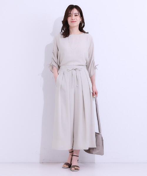 DRESKIP（ドレスキップ）の「【高レビュー/セットアップ可】お袖シャーリング 麻調ブラウス（シャツ/ブラウス・レディース・ライトベージュ/グリーン系/ネイビー・01/02/03/04）」の12枚目の写真