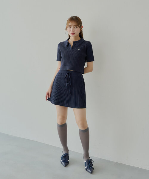 セール】【セットアップ対応】ウエスト紐付ケーブルミニスカート