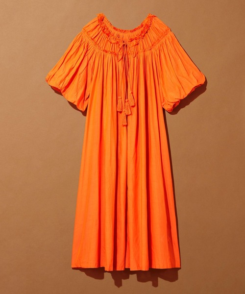 FROM JAPAN様 カネコイサオ♢オレンジ色の半袖フリルロングワンピース FROM JAPAN様 カネコイサオ♢オレンジ色の半袖フリルロングワンピース