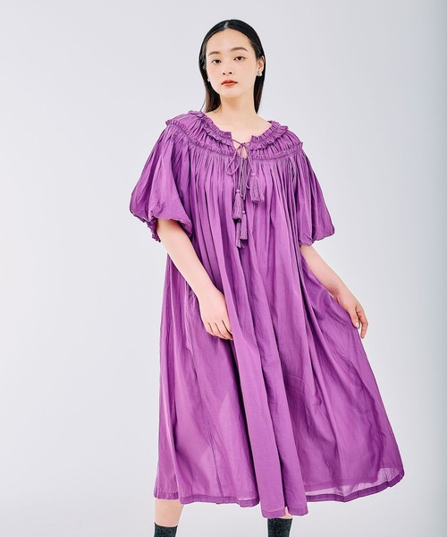 LEPSIM（レプシィム）の「ギャザーロングワンピース　290356（ワンピース・レディース・パープル/ブラック/オレンジ・FREE）」の6枚目の写真