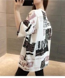 存在感抜群の総柄ボックスプリント♪1枚で映えるオーバーサイズロゴTシャツ