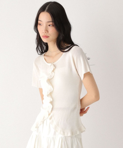 Heather(ヘザー)の「フリルデザインニット(半袖) 452799(ニット/セーター・レディース・ブルーグレー/ブラック/オフホワイト/レッド・FREE)」の6枚目の写真