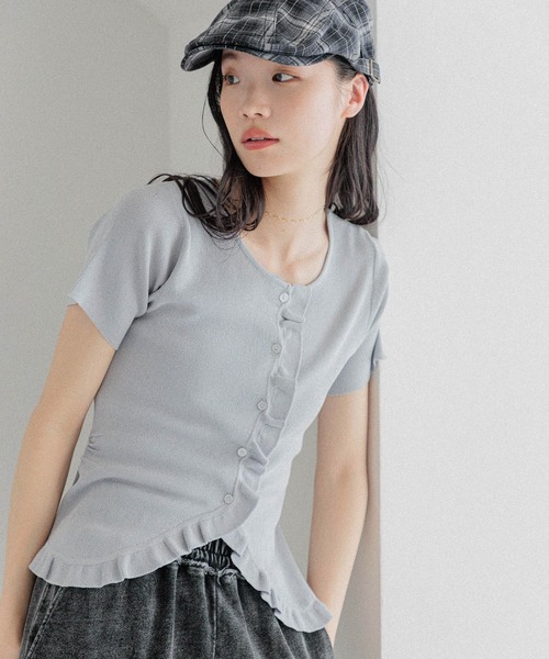 セール】フリルデザインニット（半袖） 452799（ニット/セーター