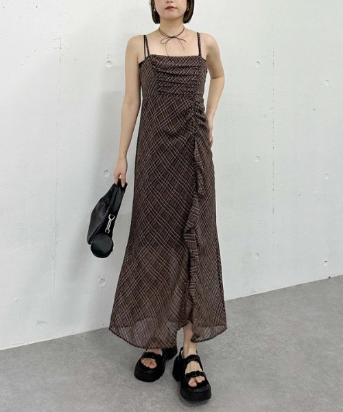 【完売品】archives バイアスチェックキャミワンピースmサイズ バイアスチェックキャミワンピース(M BEIGE): ワンピース｜PMbox