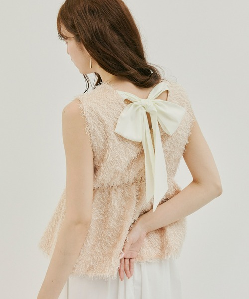 Olu.(オルドット)の「シャギーリボントップス(その他トップス・レディース・ベビーピンク/ホワイト/ベージュ・FREE)」の2枚目の写真