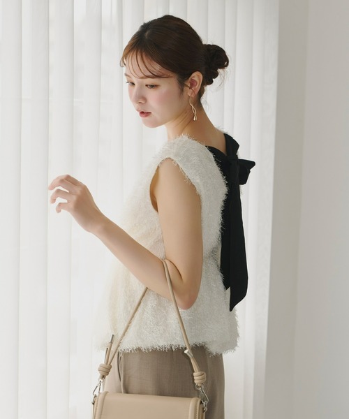 Olu.(オルドット)の「シャギーリボントップス(その他トップス・レディース・ベビーピンク/ホワイト/ベージュ・FREE)」の4枚目の写真