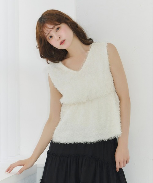 Olu.(オルドット)の「シャギーリボントップス(その他トップス・レディース・ベビーピンク/ホワイト/ベージュ・FREE)」の7枚目の写真