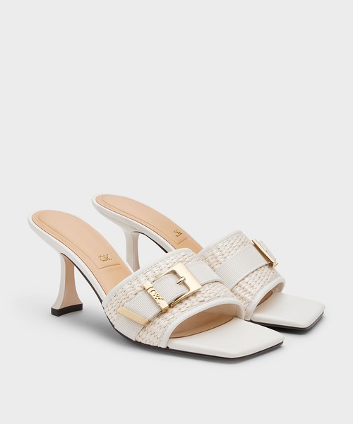 台湾 CHARLES&KEITH Whitney レザー＆ラフィアバックルサンダル CHARLES & KEITH JAPAN | ラフィアサンダルを足元にプラスして