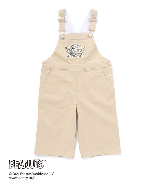 SLAP SLIP(スラップスリップ)の「【PEANUTS×SLAP SLIP】75周年カンガルーポケット付きサロペット(80~120cm)(サロペット/オーバーオール・キッズ・ブルー/ベージュ・110cm/90cm/80cm/120cm/100cm)」の2枚目の写真