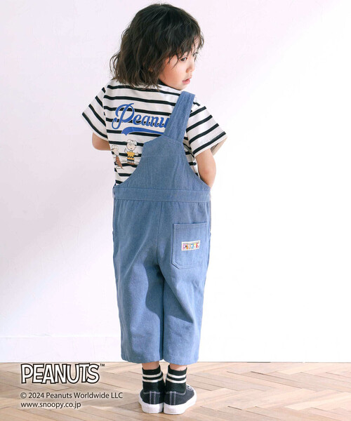 SLAP SLIP(スラップスリップ)の「【PEANUTS×SLAP SLIP】75周年カンガルーポケット付きサロペット(80~120cm)(サロペット/オーバーオール・キッズ・ブルー/ベージュ・110cm/90cm/80cm/120cm/100cm)」の3枚目の写真