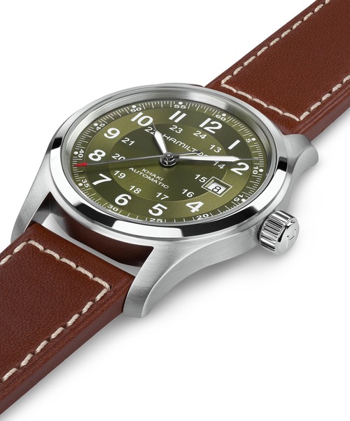 HAMILTON（ハミルトン）の「HAMILTON [ハミルトン] 腕時計 Khaki Field （カーキ フィールド）  オート 自動巻き 42MM グリーン×ブラウン（アナログ腕時計・メンズ・グリーン・FREE）」の3枚目の写真