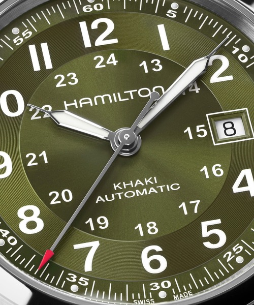 HAMILTON（ハミルトン）の「HAMILTON [ハミルトン] 腕時計 Khaki Field （カーキ フィールド）  オート 自動巻き 42MM グリーン×ブラウン（アナログ腕時計・メンズ・グリーン・FREE）」の4枚目の写真