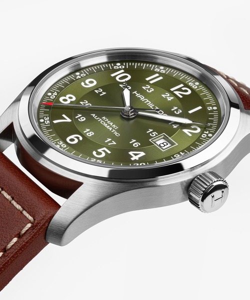 HAMILTON（ハミルトン）の「HAMILTON [ハミルトン] 腕時計 Khaki Field （カーキ フィールド）  オート 自動巻き 42MM グリーン×ブラウン（アナログ腕時計・メンズ・グリーン・FREE）」の5枚目の写真