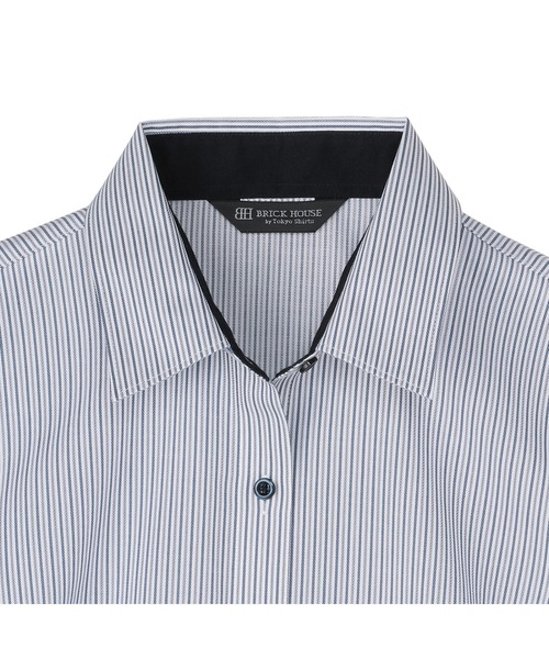 TOKYO SHIRTS（トウキョウシャツ）の「形態安定ノーアイロン レギュラー 半袖ビジネスワイシャツ（ビジネスシャツ・レディース・ブルー・S/M/L/LL/XL）」の4枚目の写真