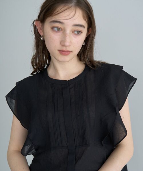 YECCA VECCA（イェッカヴェッカ）の「シアーラッフルブラウス（シャツ/ブラウス・レディース・イエロー/ブラック/オフホワイト・FREE）」の19枚目の写真