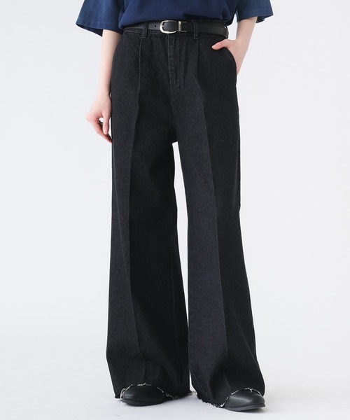 selle glant（セレグランテ）の「CUT-OFF WIDE STRAIGHT DENIM PANTS/カットオフワイドストレートデニムパンツ（デニムパンツ・メンズ・ブラウン/ブラック/ブルーグリーン・SMALL/MEDIUM/LARGE）」の2枚目の写真